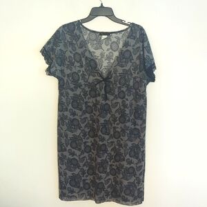 KLD Signature Floral Black and Gray Dress Large